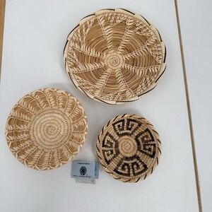3 Native American Baskets Tohono O'odham Trays